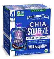 Mamma Chia Organic Vitality Squeeze Snack, Wild Raspberry, 4 Count (Pack of 6)